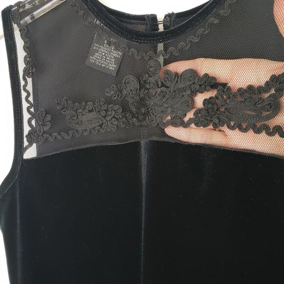 Velvet Sleeveless Womens top Petite S Black Sheer Lace dark Coquette Romantic - Picture 6 of 11